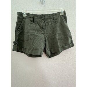 Y2K Coupe Shorts Womens‎ Sz 8 Army Green Mid Rise Linen Cotton Coquette Cottage
